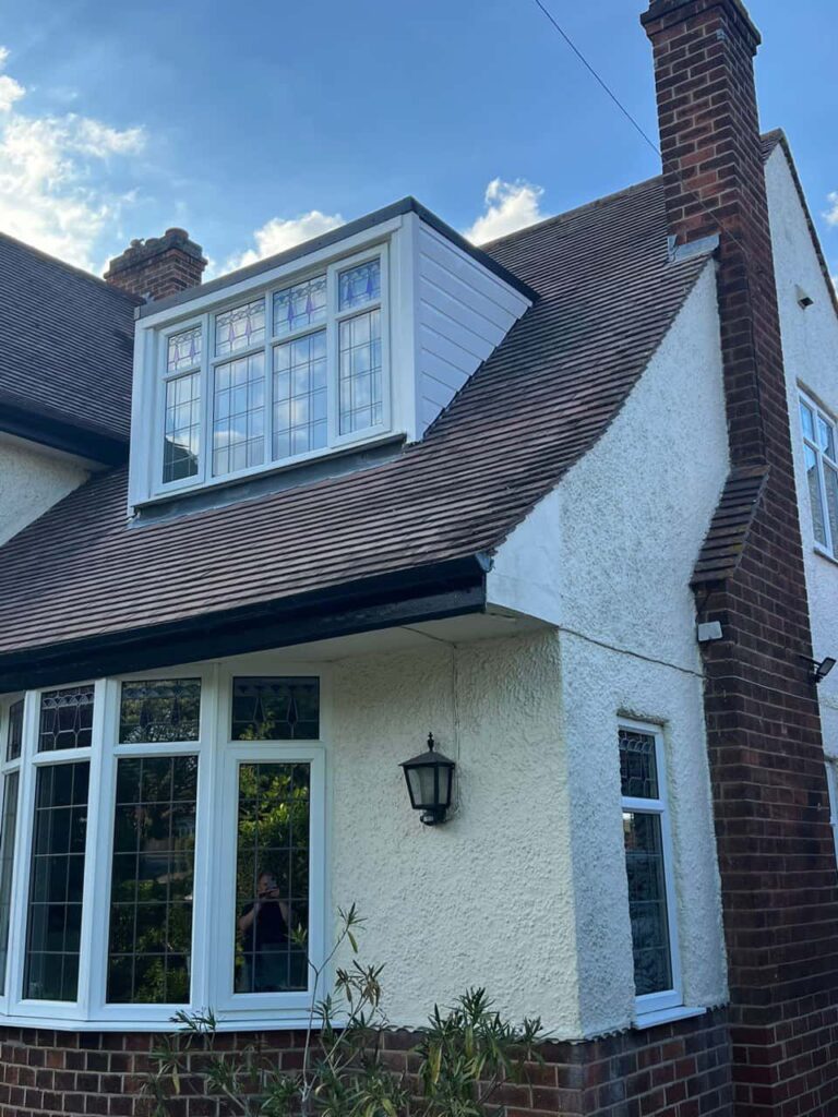 This is a photo of a dormer window which has just had some repairs carried out where the roof and the dormer meet. Works carried out by LJ Roofing Melksham
